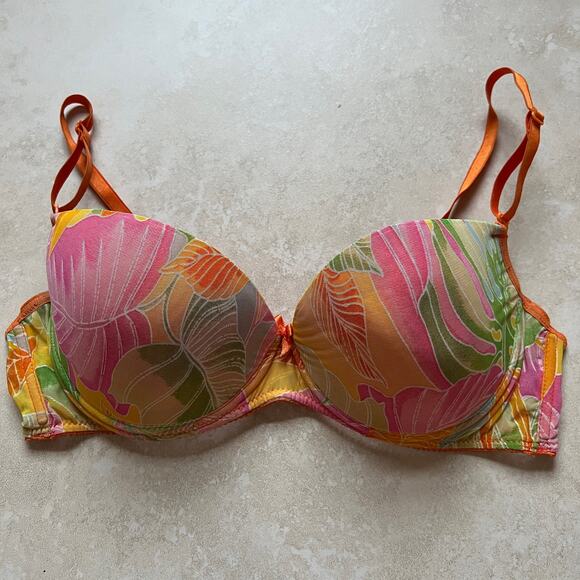 Cannelle Tropical Floral Push Up Bra Size 38 - Picture 1 of 4